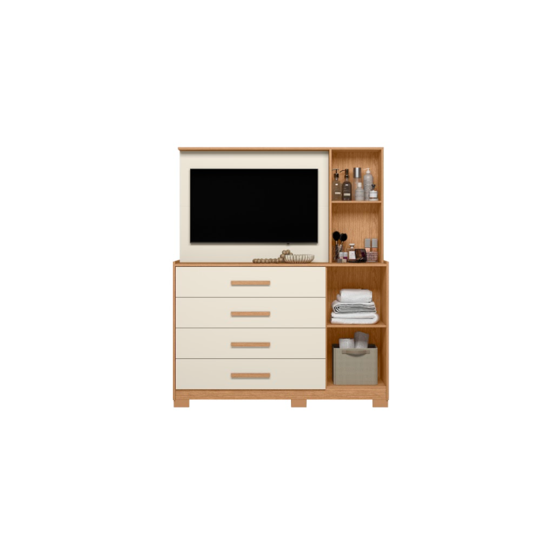 Comoda Ilhabela Albatroz 2 Portas 4 Gavetas com Painel de TV ate 43