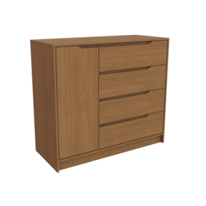 Comoda Kappesberg 4 Gavetas 1 Porta Canela De Madeira