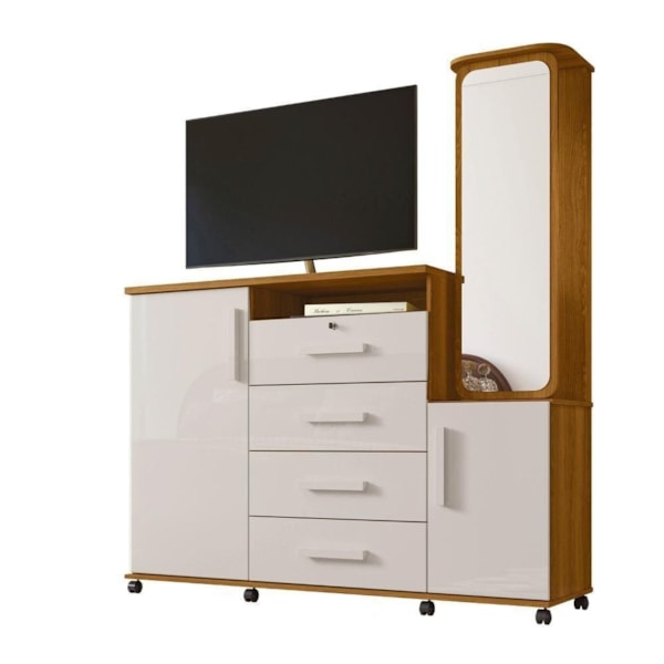 Comoda Lukaliam Copacabana 2022 4 Gavetas 2 Portas com Espelho Freijo/Off White-4bc13837-c744-454e-a55f-56dda02cd90f