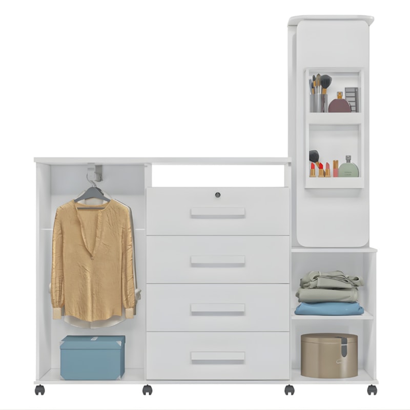 Cômoda Lukaliam Copacabana 2022 com 4 Gavetas, 2 Portas e Espelho – Branco Brilho-b64308bf-d97a-4ccf-9410-230db4cd8dab