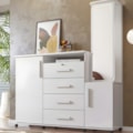 Cômoda Lukaliam Copacabana 2022 com 4 Gavetas, 2 Portas e Espelho &ndash; Branco Brilho-f9dd7e55-e5ec-4c5b-aadc-91d070736efa