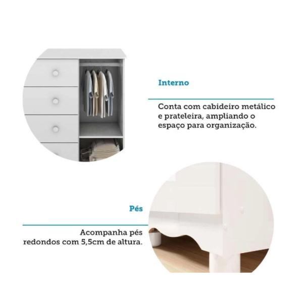 Comoda Luna New 1 Porta 4 Gavetas Branco Brilho-ccac1ed5-6164-44c0-a691-c4be4f352e90