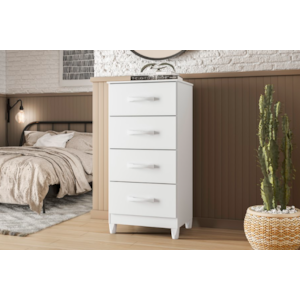 Comoda Mobi Albatroz 4 Gavetas Branco Fosco Liso/Biflex