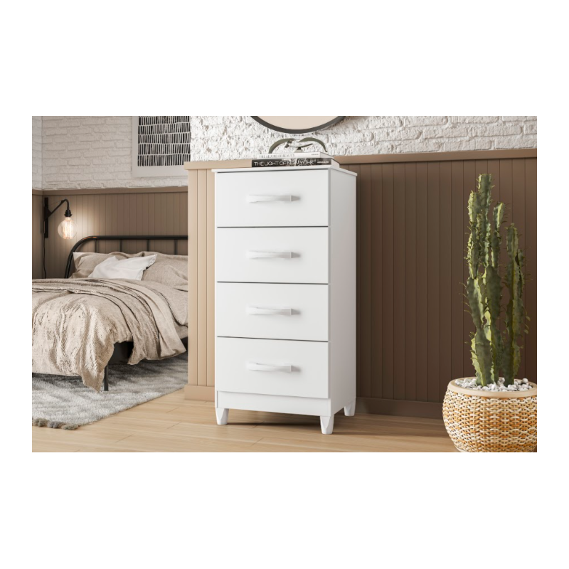 Comoda Mobi Albatroz 4 Gavetas Branco Fosco Liso/Biflex