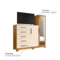 Comoda New Master Albatroz 2 Portas 5 Gavetas com Espelho Carvalho Grife/Off White Interno Branco-3c7184e4-1bc1-4128-a18c-f629aa73e35c