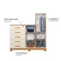 Comoda New Master Albatroz 2 Portas 5 Gavetas com Espelho Carvalho Grife/Off White Interno Branco-27fd093c-7076-4e32-b7e5-f9e033b91de4