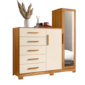 Comoda New Master Albatroz 2 Portas 5 Gavetas com Espelho Carvalho Grife/Off White Interno Branco-e7d1551c-4f7e-405c-8f42-008acb14a3e3
