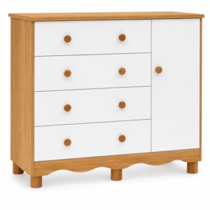 Cômoda Peroba Júnior New Branco Amêndoa