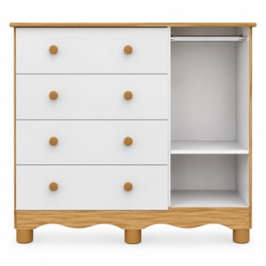 Cômoda Peroba Júnior New Branco Amêndoa