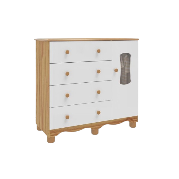 Comoda Peroba Luna New 1 Porta 4 Gavetas Branco Brilho/Amendoa-8bb05659-a59c-4fcd-b3ea-90ac7bea61eb