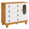 Cômoda Peroba Pingo New 1 Porta Tela Amêndoa e Branco Brilho 9610.112-c740142d-3998-47f1-9af4-dd24b43b6162
