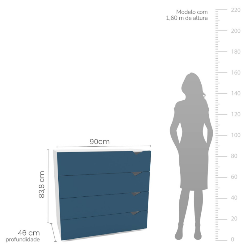 Cômoda Politorno Porto Branco/Azul-0b2771dd-5898-4445-9b60-611c72586c70