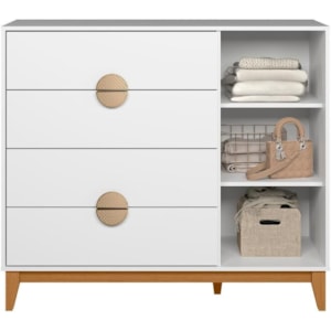 Comoda Sapateira Albatroz Ipe 1 Porta 4 Gavetas Branco Fosco Liso