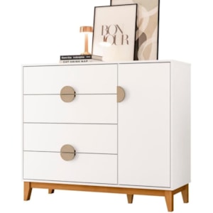Comoda Sapateira Albatroz Ipe 1 Porta 4 Gavetas Branco Fosco Liso