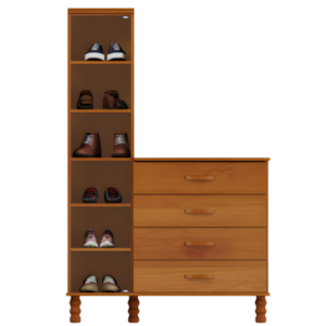 Comoda Sapateira Multiuso Serpil Casual 1 Porta 4 Gavetas com Espelho Cedro Acetinado