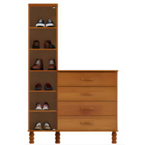 Comoda Sapateira Multiuso Serpil Casual 1 Porta 4 Gavetas com Espelho Cedro Acetinado