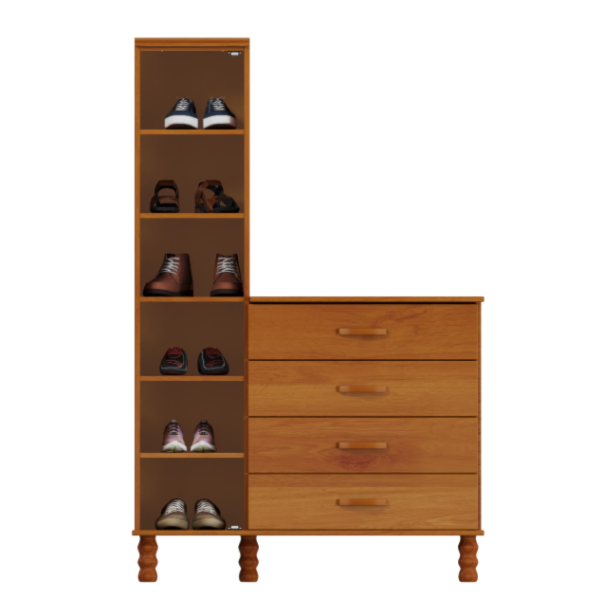 Comoda Sapateira Multiuso Serpil Casual 1 Porta 4 Gavetas com Espelho Cedro Acetinado-15eacd6a-7c3a-41fd-a64b-4018aca8a205