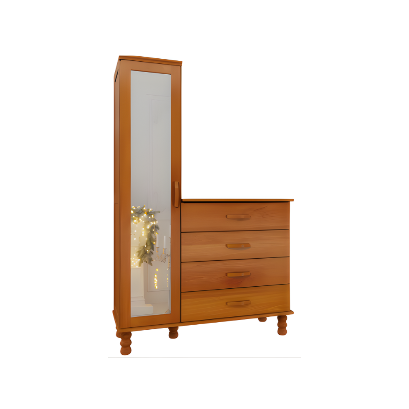 Comoda Sapateira Multiuso Serpil Casual 1 Porta 4 Gavetas com Espelho Cedro Acetinado-0959f9b0-4817-49b3-8a43-68233a582e44