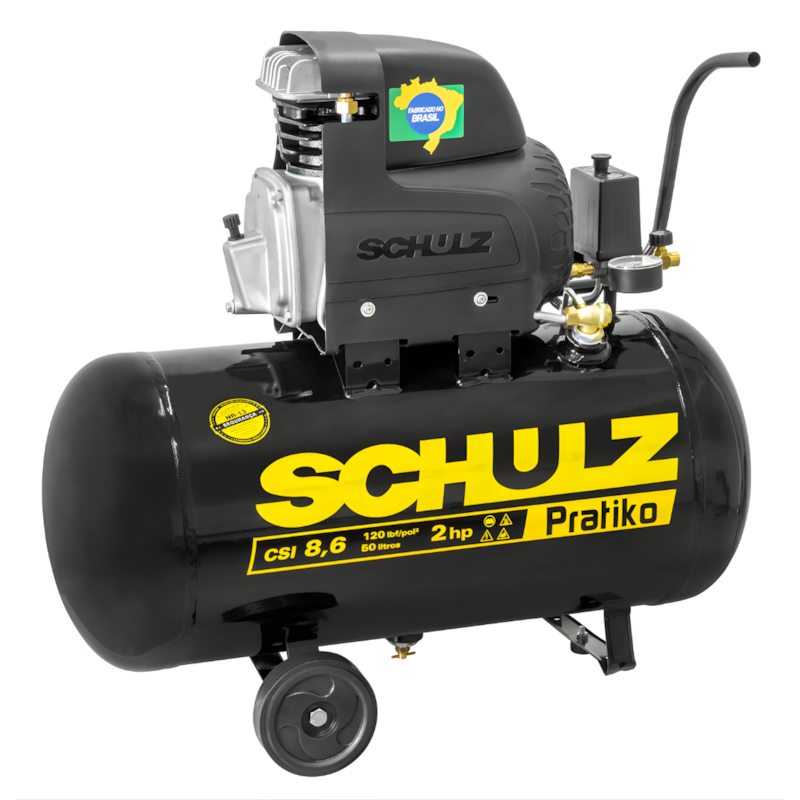 Compressor Schulz de Ar Pistão Pratiko CSI 50L 8,6 Pés 2CV com Rodas 110V - 915.042-40f1fc65-d3c5-4e4b-a163-30a6565cf2dd