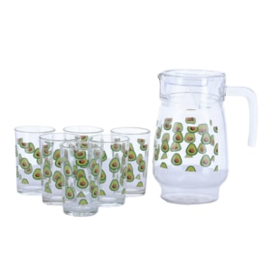 Conjunto De 7 Pecas Life Art Jarra Com 6 Copos 1,6LT Cores Diversas