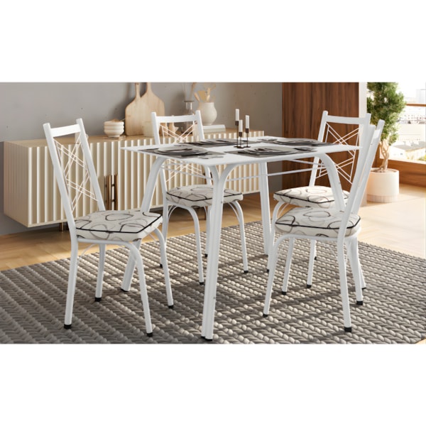 Conjunto Sala de Jantar Artefamol Lotus Mesa 1,07x0,73 com Tampo de Vidro Branco e 4 Cadeiras Branco com Assento em Madeira Cedro-fbe8d132-16fc-43fa-91b1-b5af73f04cfd