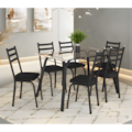 Conjunto Sala de Jantar Artefamol Lotus Mesa 1,40x0,80 com Tampo de Vidro Incolor e 6 Cadeiras Semi Fosco Preto com Assento Preto-fbebdb50-3385-4503-b7a7-14fcbcb1396c