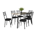 Conjunto Sala de Jantar Artefamol Lotus Mesa 1,40x0,80 com Tampo de Vidro Incolor e 6 Cadeiras Semi Fosco Preto com Assento Preto-778abee3-9bab-4a7a-8763-937a8e07ce8f