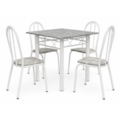 Conjunto Sala de Jantar Artefamol Palma Mesa 0,70x0,70 com Tampo de Granito e 4 Cadeiras Brancas &ndash; Assento Iguatemi Branco-36f19c46-b81c-4d10-8b21-60095002bb03