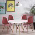 Conjunto Serbin Eames Mesa Tampo Redondo 90CM Branco 4 Cadeiras Injetado PP Vermelho Falu-6292fc50-5861-4bcb-a4da-7ab6dbd16ab6