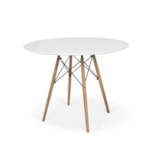 Conjunto Serbin Eames Mesa Tampo Redondo 90CM Branco 4 Cadeiras Injetado PP Vermelho Falu