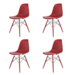 Conjunto Serbin Eames Mesa Tampo Redondo 90CM Branco 4 Cadeiras Injetado PP Vermelho Falu