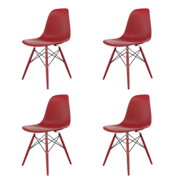 Conjunto Serbin Eames Mesa Tampo Redondo 90CM Branco 4 Cadeiras Injetado PP Vermelho Falu-0193980d-5bab-4bd9-9b89-c89ac93a45fb