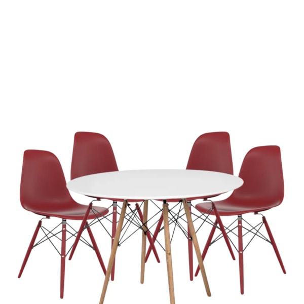 Conjunto Serbin Eames Mesa Tampo Redondo 90CM Branco 4 Cadeiras Injetado PP Vermelho Falu-ab34ea1c-9a0a-4e89-a574-cd371df303c8