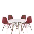 Conjunto Serbin Eames Mesa Tampo Redondo 90CM Branco 4 Cadeiras Injetado PP Vermelho Falu-5b284a71-b006-435b-b74c-990d940a0619