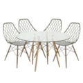 Conjunto Serbin Mesa Eames Redondo 90CM Vidro 4 Cadeiras Kayla PP Verde Militar-d20c9955-60ff-48a2-acbb-3accbac5bd56