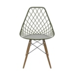 Conjunto Serbin Mesa Eames Redondo 90CM Vidro 4 Cadeiras Kayla PP Verde Militar