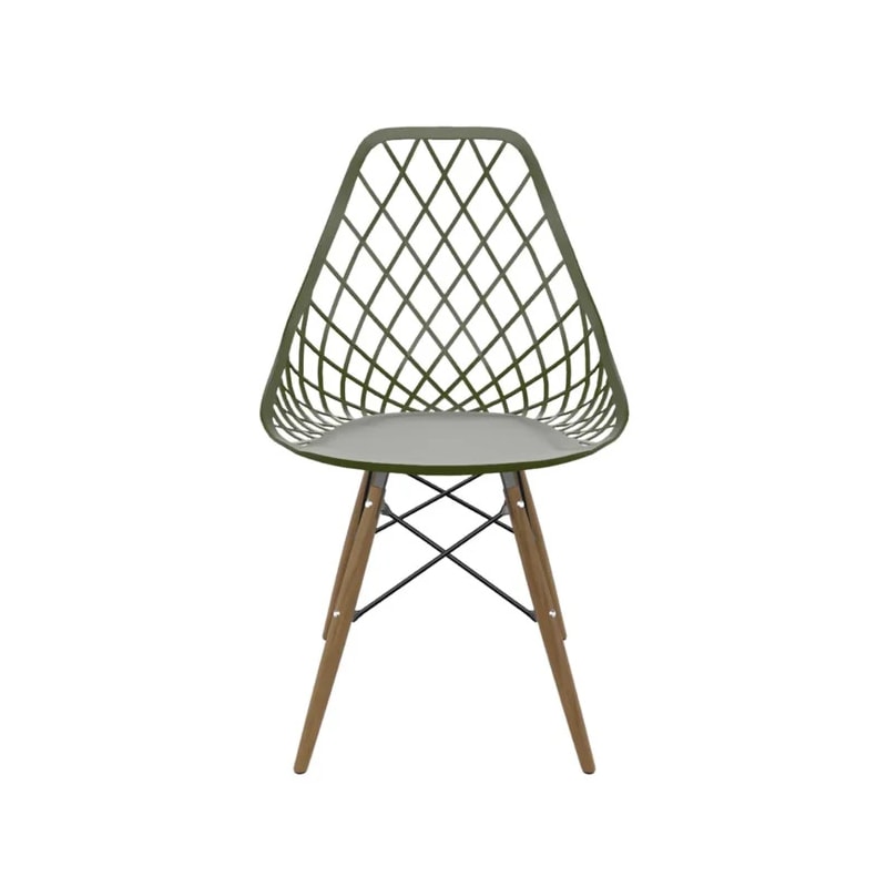 Conjunto Serbin Mesa Eames Redondo 90CM Vidro 4 Cadeiras Kayla PP Verde Militar-75b31061-1efe-448a-8e9f-a5643b1b9ce5