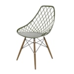 Conjunto Serbin Mesa Eames Redondo 90CM Vidro 4 Cadeiras Kayla PP Verde Militar