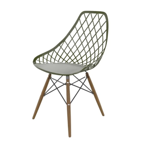 Conjunto Serbin Mesa Eames Redondo 90CM Vidro 4 Cadeiras Kayla PP Verde Militar-62c90065-83e5-4068-a111-1a983ec71428