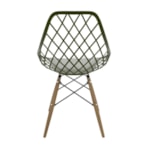 Conjunto Serbin Mesa Eames Redondo 90CM Vidro 4 Cadeiras Kayla PP Verde Militar