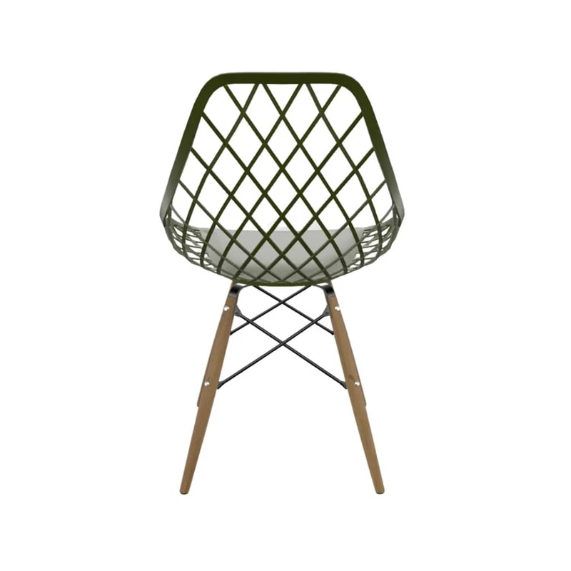 Conjunto Serbin Mesa Eames Redondo 90CM Vidro 4 Cadeiras Kayla PP Verde Militar-d41f0f5d-5fea-409e-917b-d1e311299fa3