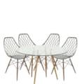 Conjunto Serbin Mesa Eames Redondo 90CM Vidro 4 Cadeiras Kayla PP Verde Militar-28d4b4f5-d8cf-4555-9bfa-9c6d919c19c3