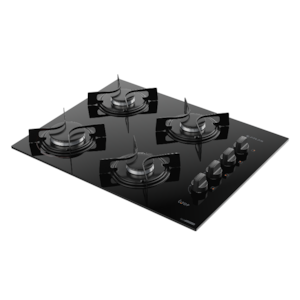 Cooktop Atlas com Mesa de Vidro 4 Bocas U TOP Preto