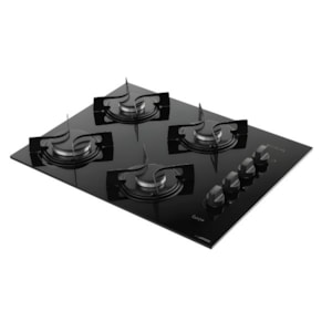 Cooktop Atlas com Mesa de Vidro 4 Bocas U TOP Preto