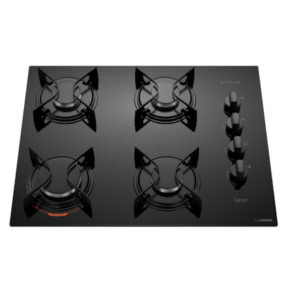 Cooktop Atlas com Mesa de Vidro 4 Bocas U TOP Preto