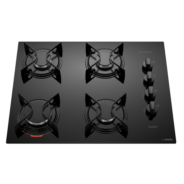 Cooktop Atlas com Mesa de Vidro 4 Bocas U TOP Preto-13f63776-a80c-4b8b-b12b-d307888099b0