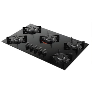 Cooktop Atlas com Mesa de Vidro 5 Bocas U TOP Preto