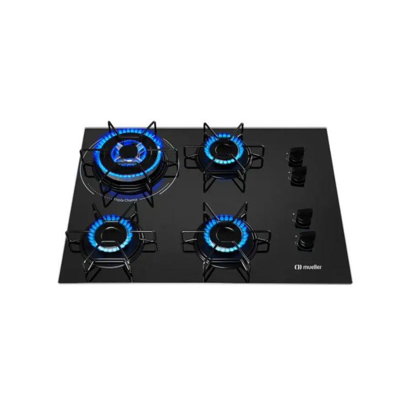 Cooktop Mueller 4 Bocas com Queimador Tripla Chama MCG134BG1 Preto