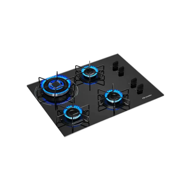 Cooktop Mueller 4 Bocas com Queimador Tripla Chama MCG134BG1 Preto