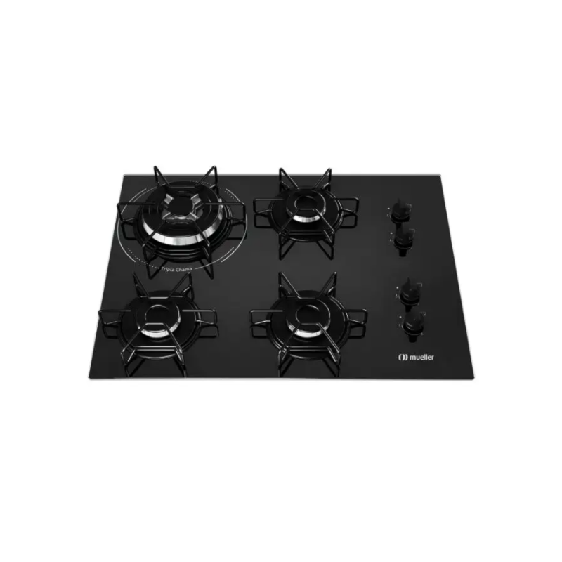 Cooktop Mueller 4 Bocas com Queimador Tripla Chama MCG134BG1 Preto